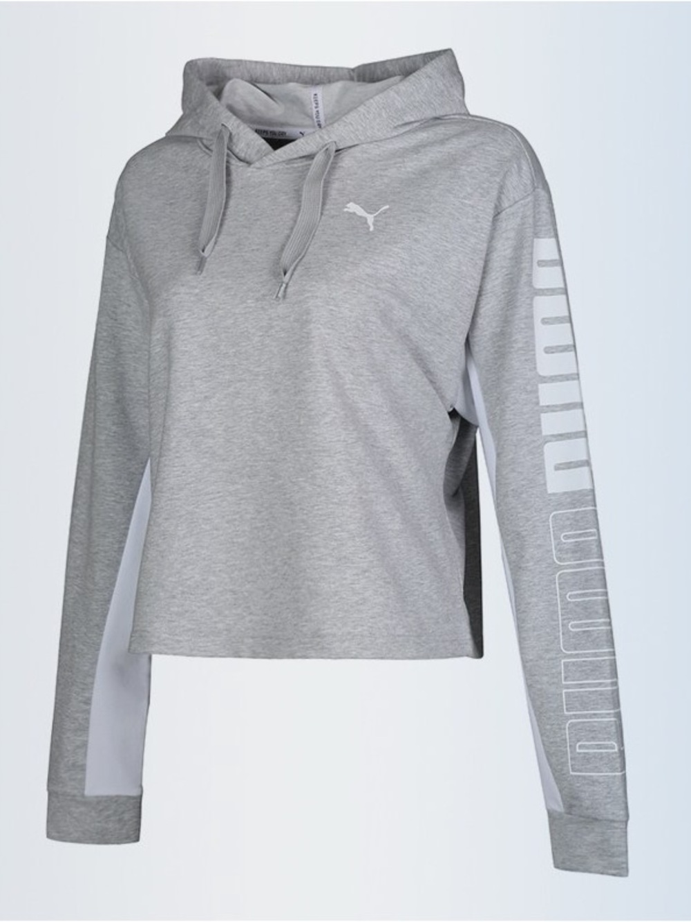 Puma Light Gray Cropped Logo Hoodie
